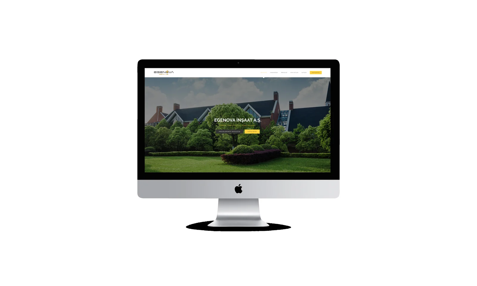 A construction company website shown on a desktop screen, with a large landscape header.