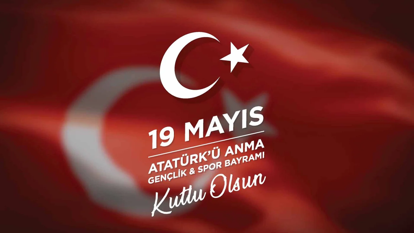Commemorative title frame in red with a crescent and star and a dated headline.