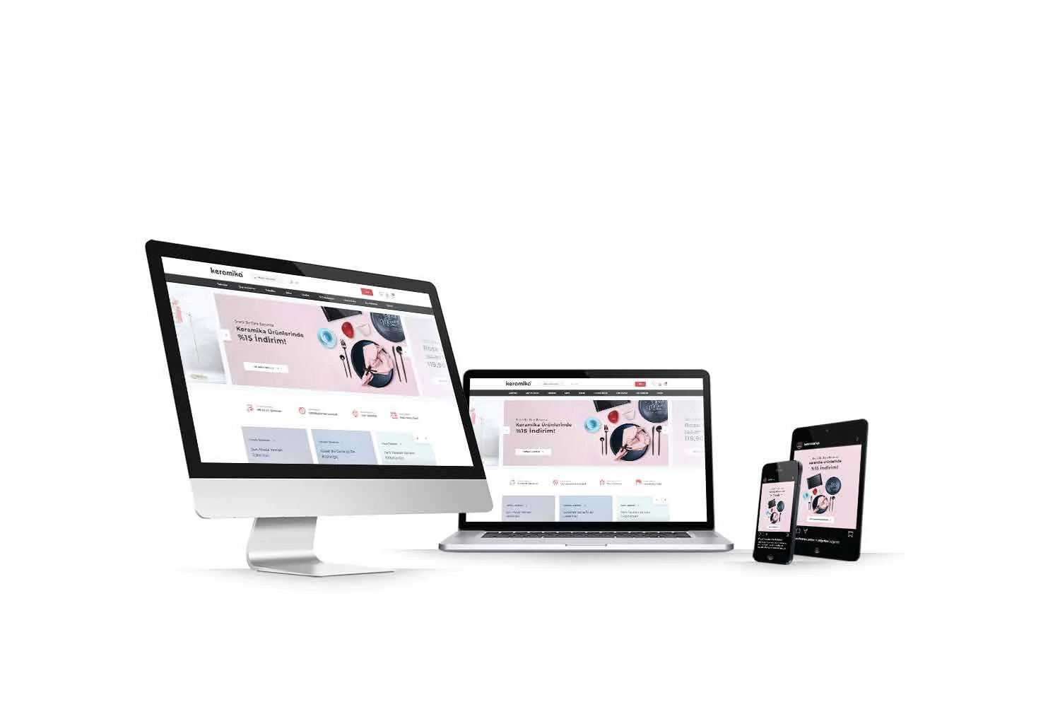 A second view of the online store across desktop and mobile.
